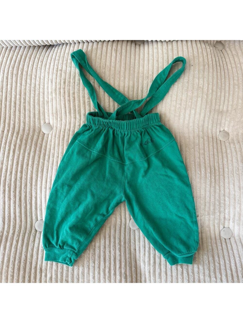 Vintage y2k BG baby 9mo 100% cotton green suspender overalls